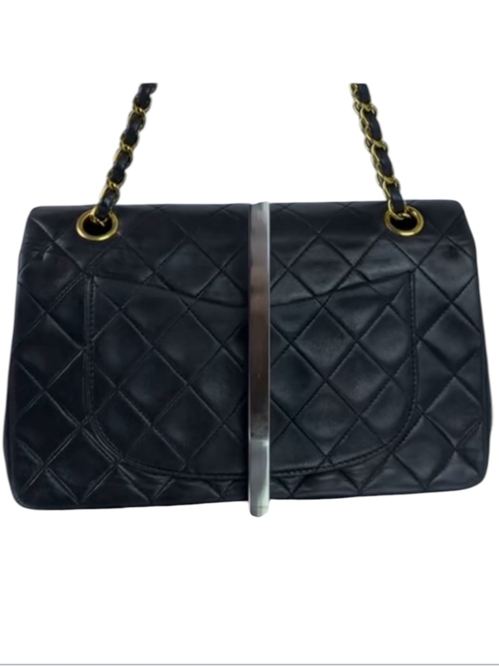 Chanel Medium Classic Double Flap Bag Black Lambskin 24KT Plated - Picture 2 of 13